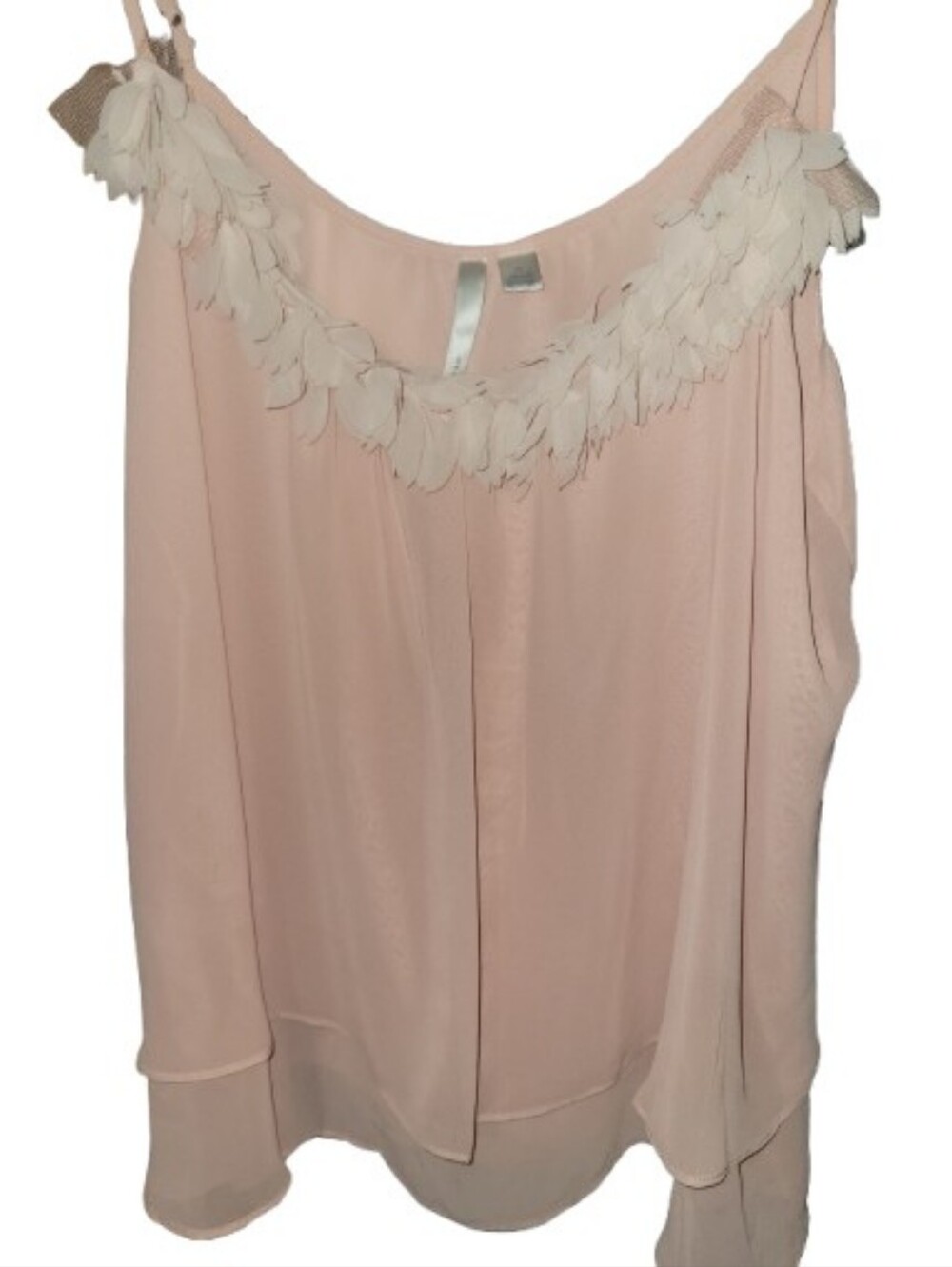 LC Lauren Conrad Peach Blush Floral-Trim Spaghetti Strap Camisole - Picture 3 of 3